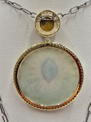 Rarities Sterling Silver Goldclad Tiger's Eye Hand-painted Pendant Necklace, 18"