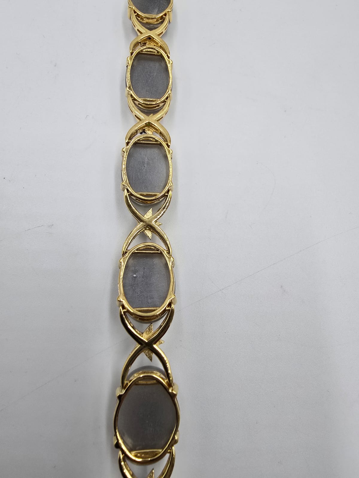 Colleen Lopez Sterling Silver Goldclad Gray Moonstone Muti-gems Station Bracelet, 7-3/4"