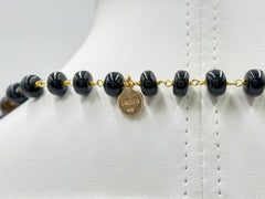 Joya Goldtone Deco Crushed Diamond and Gem Tassel Necklace