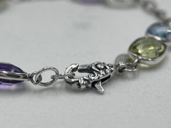 Artisan Crafted Sterling Silver Multi-Gemstone Bracelet – Small (6-3/4")