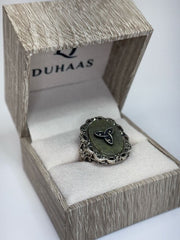 Connemara Marble Sterling Silver Marcasite Trinity Knot Ring Size 7