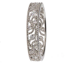 Diamonique Sterling Floral Design Eternity Band Size 7