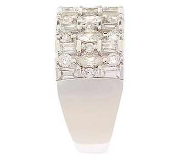 Epiphany Platinum-Clad Diamonique Multi-Stone Wide Band Ring Size 9