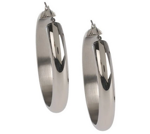 Stainless Steel Polished Oval Hoop Earrings