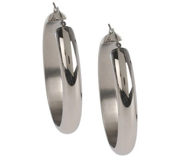 Stainless Steel Polished Oval Hoop Earrings