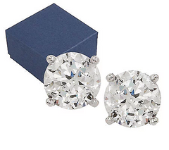 Diamonique 100-Facet Platinum Clad Sterling Silver Stud Earrings