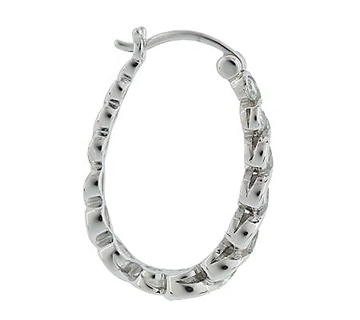 Epiphany Diamonique 100 Facet Graduated Oval Sterling Silver Hoops