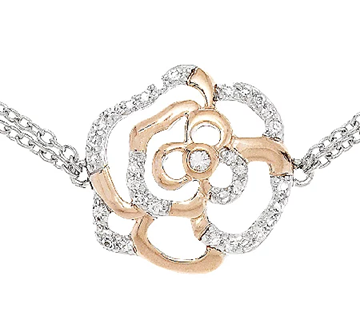 Jean Butler Sterling Silver & Gold Plated Irish Rose Bracelet 7-1/4"L