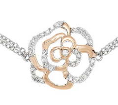 Jean Butler Sterling Silver & Gold Plated Irish Rose Bracelet 7-1/4"L