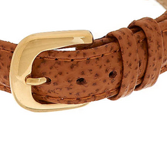 Veronese 18K Clad Oval Case Camel Pebble Strap Watch
