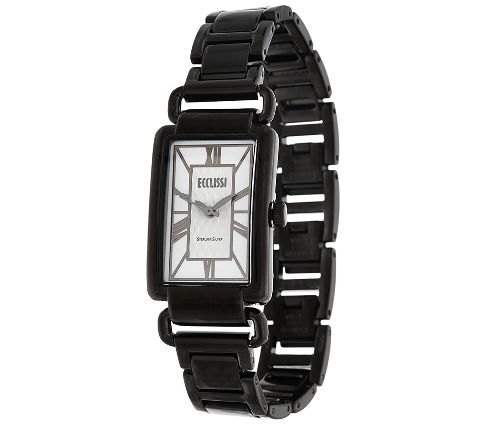 Ecclissi Black Color-Plated Sterling Silver. Status Watch, Size 6-1/2" - 7-1/4"