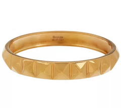 Bronze Large Pyramid Design Polished Round Yellow Tone Bangle by Bronzo Italia