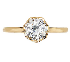 Diamonique 14K Clad Sterling Silver Floral Petal Set Ring Size 8