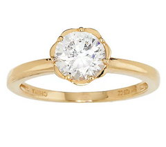 Diamonique 14K Clad Sterling Silver Floral Petal Set Ring Size 8