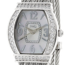 Diamonique Stainless Steel Cuff Watch 7-1/4"