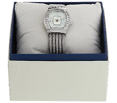 Diamonique Stainless Steel Cuff Watch 7-1/4"