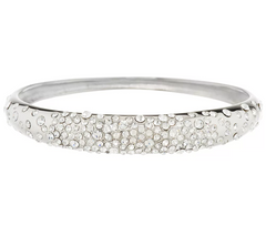 Stainless Steel Scattered Clear Crystal Bangle Small