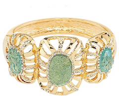Kara Ross Goldtone Simulated Drusy Hinged Bangle Large