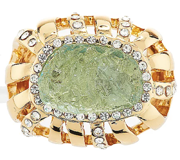 Kara Ross Goldtone Simulated Drusy & Crystal Ring Size 6