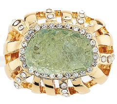 Kara Ross Goldtone Simulated Drusy & Crystal Ring Size 6