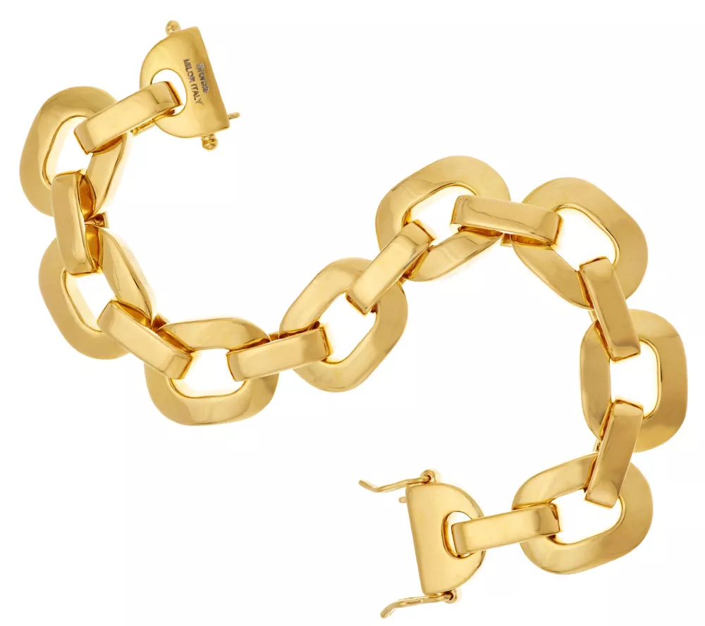 Bronze Solid Oval Status Link Bracelet by Bronzo Italia, 7-1/4"L; 6-1/2" fit