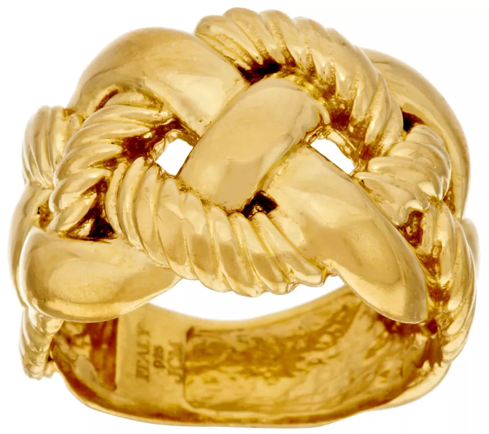VicenzaSilver Polished and Textured Braided Design Ring,Yellow Gold Plated sterling Silver,  Size 5