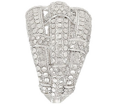 Silver Style Sterling Silver Tone Basket Weave Diamond Cut Domed Ring, Size 5