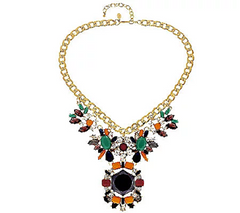Joan Rivers Jeweled Gold Tone Statement Necklace on 18" Curb Chain