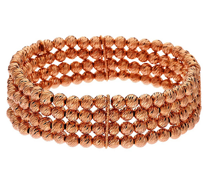 VicenzaSilver Sterling Large Multi-Strand Bead Rose Gold Sterling Silver Bracelet