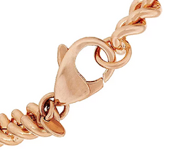 Bronze Pave' Crystal ID Curb Link Rose Polished Bracelet by Bronzo Italia 7-1/4"