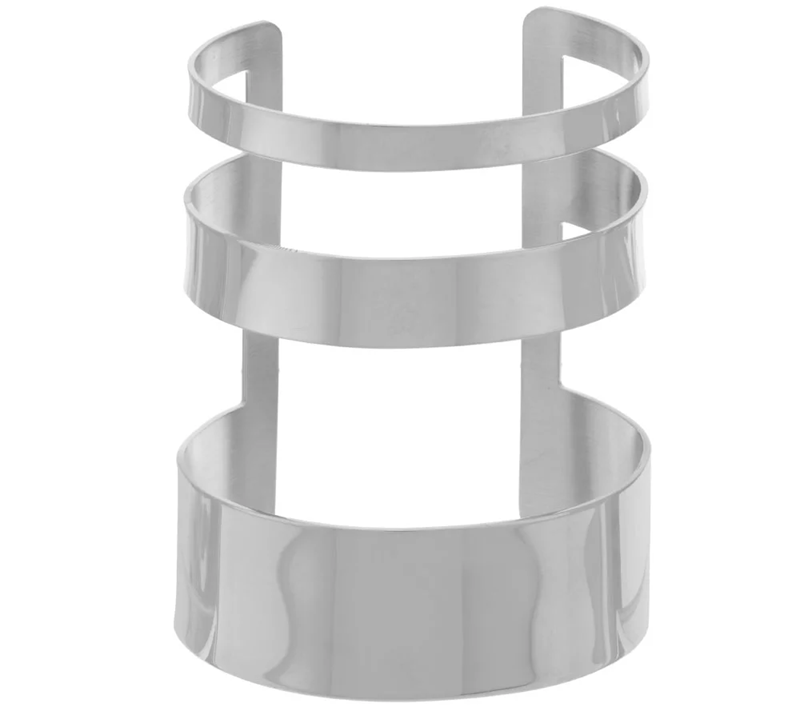 Bronze Bold White Polished Multi-Row Cuff Bracelet by Bronzo Italia Large