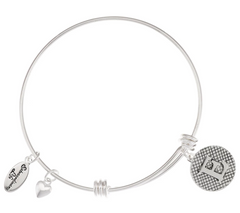 Pulsera expandible con dije de inicial "E" Extraordinary Life, talla 7-3/4"