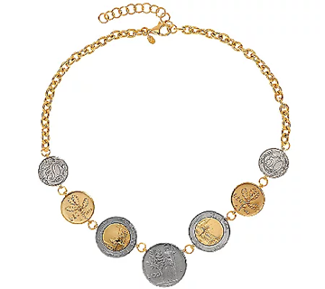 Veronese 18K Clad Lire Coin 18" Necklace, 18K yellow gold-clad Sterling Silver