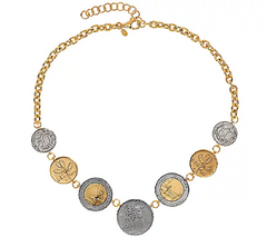 Veronese 18K Clad Lire Coin 18" Necklace, 18K yellow gold-clad Sterling Silver