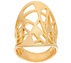 Bronze Concave Oval Geometric Cut-Out Ring by Bronzo Italia, Size 5