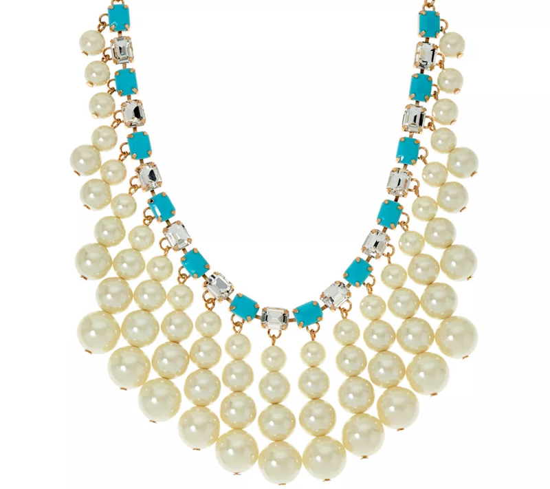 Isaac Mizrahi Live! Simulated Pearl Turquoise Drop Necklace