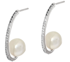 Honora Cultured Pearl White Topaz Bronze Earrings