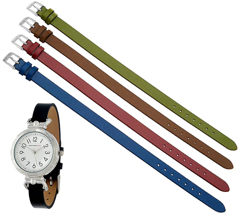Isaac Mizrahi Live! Interchangeable Strap Silver Tone Watch