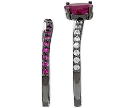 Graziela Gems Precious Ruby & Zircon Sterling Ring Set Size 5