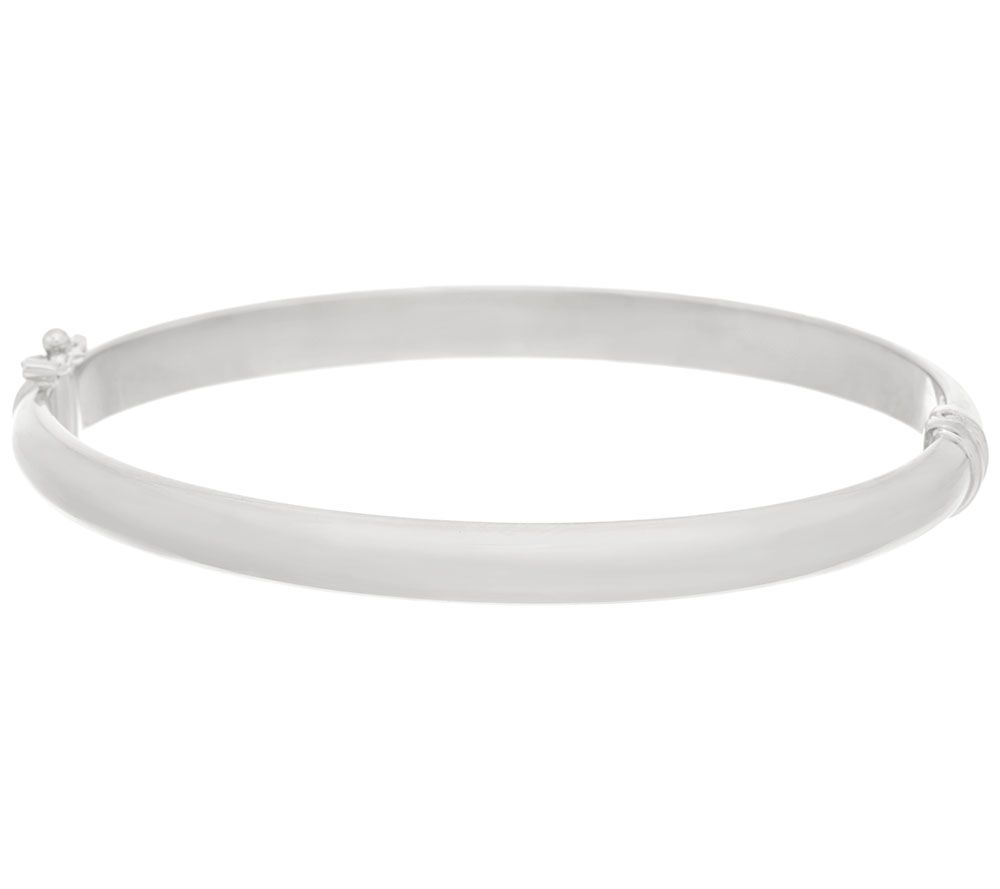 Silver Polished Bronze Oval Hinged Bangle by Bronzo Italia, Size 7-3/4"
