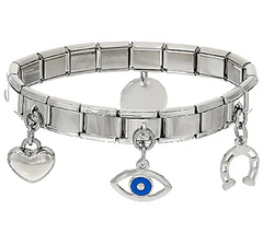 Stainless Steel Q Initial & Charm Stretch Avg Bracelet by Design Jewelry Collection