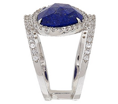 Sterling Silver Lapis Gemstone Double Band Ring by Silver Style Size 9