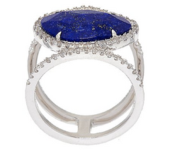 Sterling Silver Lapis Gemstone Double Band Ring by Silver Style Size 9