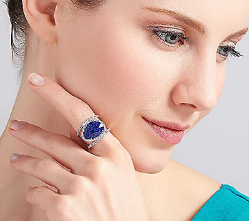 Sterling Silver Lapis Gemstone Double Band Ring by Silver Style Size 9