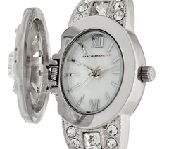 Isaac Mizrahi Live! Covered Case Metal Silver Tone Bracelet Watch