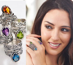 Or Paz Sterling Silver Pear Shaped Gemstone Ring, Size 7