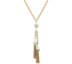C. Wonder 28-1/4" Rope "Y" Necklace with White Double Tassel Station