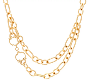 C. Wonder 18" Layered Gold Tone Chain Necklace with Status "C" Station