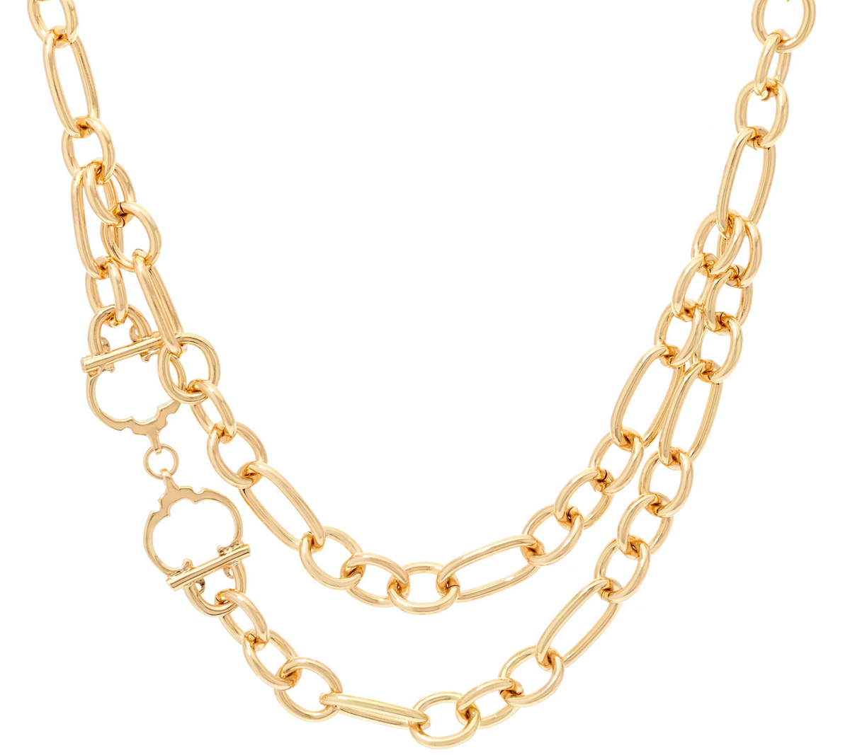 C. Wonder 18" Layered Gold Tone Chain Necklace with Status "C" Station
