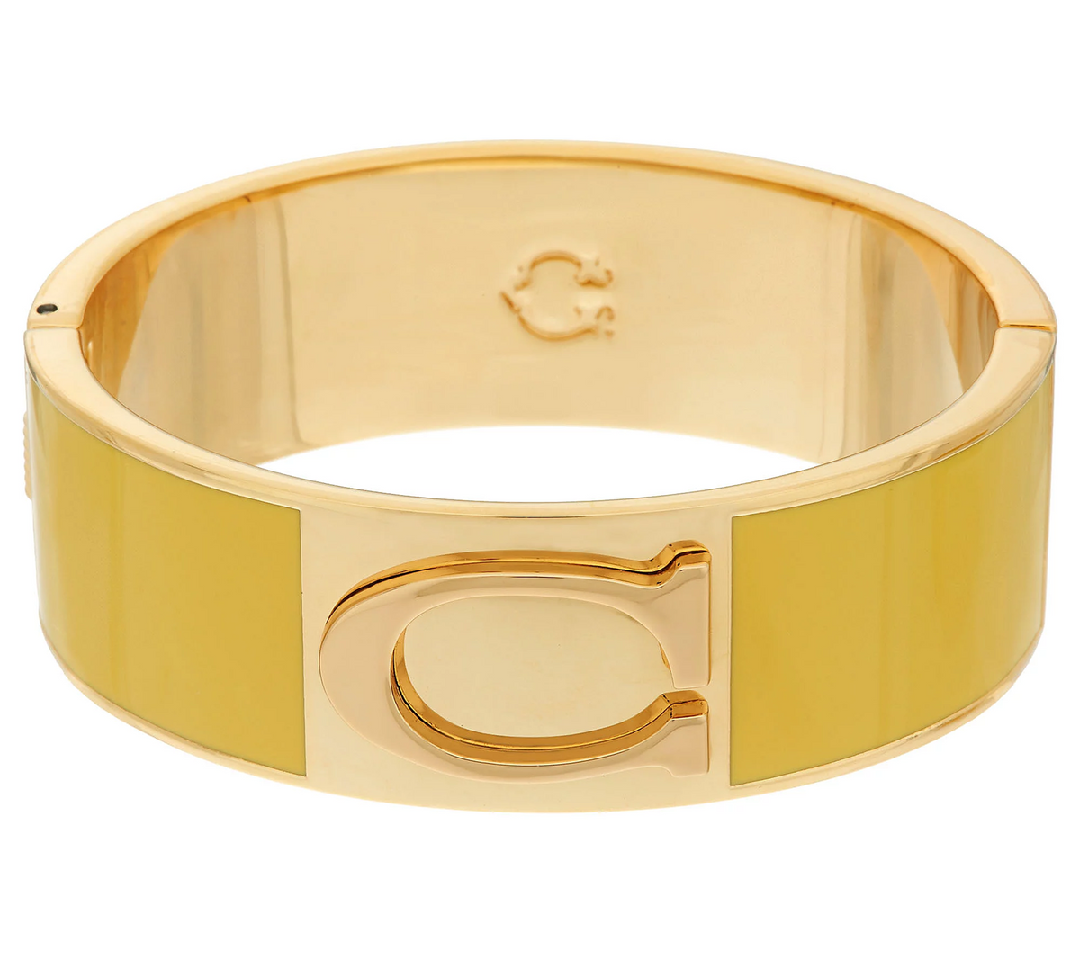 C. Wonder Enamel Initial "C" Oval Hinged Sunflower Bangle with Magnetic Clasp Large